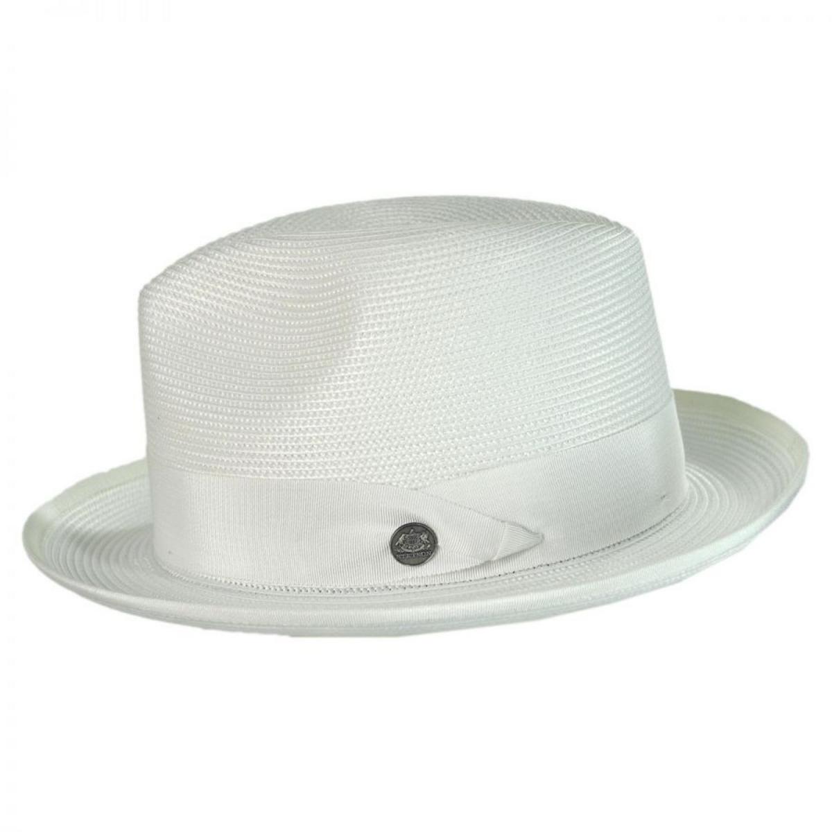 Stetson | Latte Florentine Milan Straw Fedora Hat | 126959 | profile | WHITE