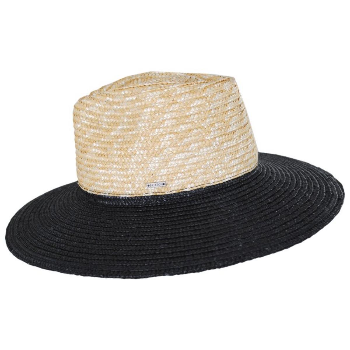 BRIXTON HATS | Joanna Festival Wheat Straw Fedora Hat | 104047 | profile | BLACK/HONEY