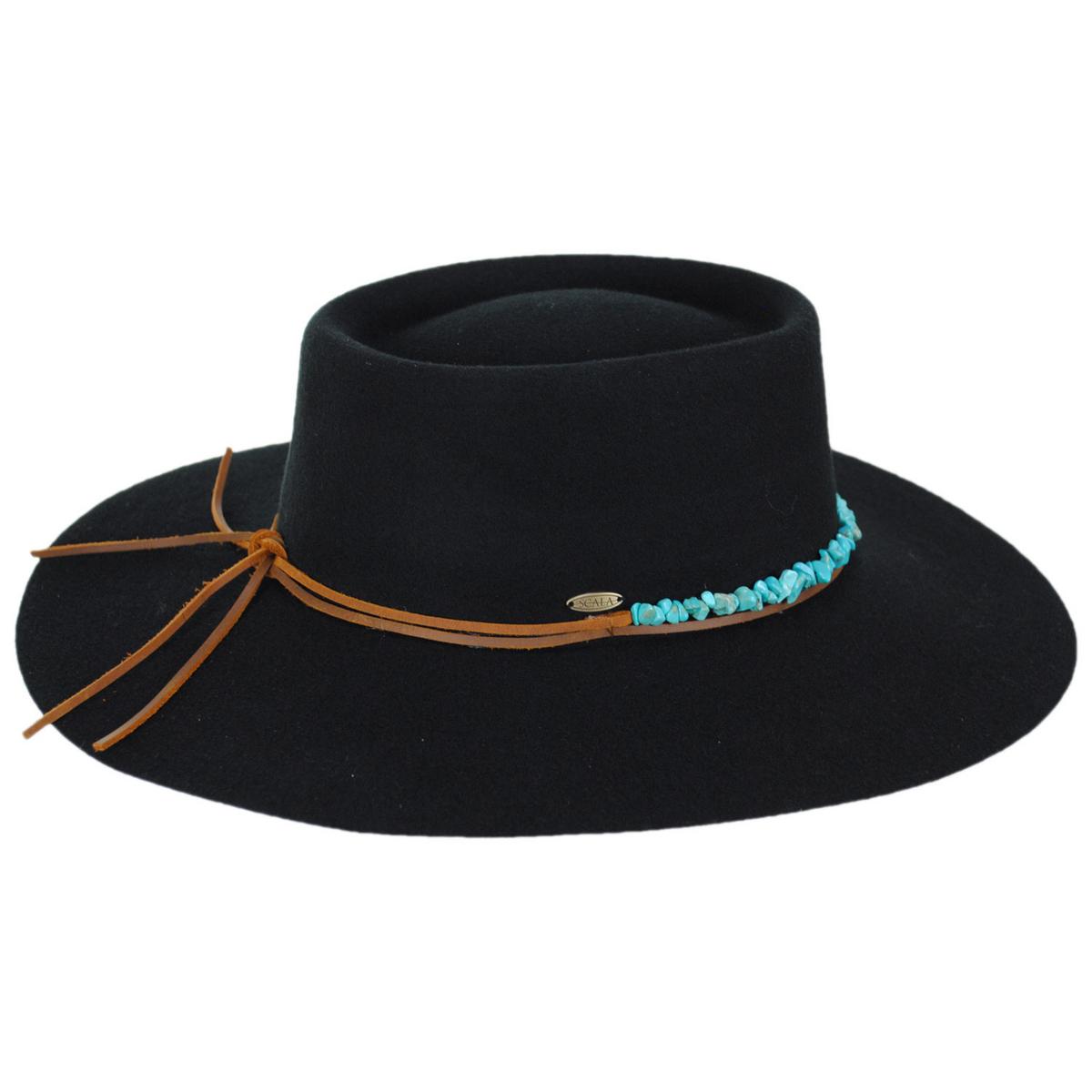 Scala | Lanna Wool Felt Gaucho Hat | 123445 | profile | BLACK