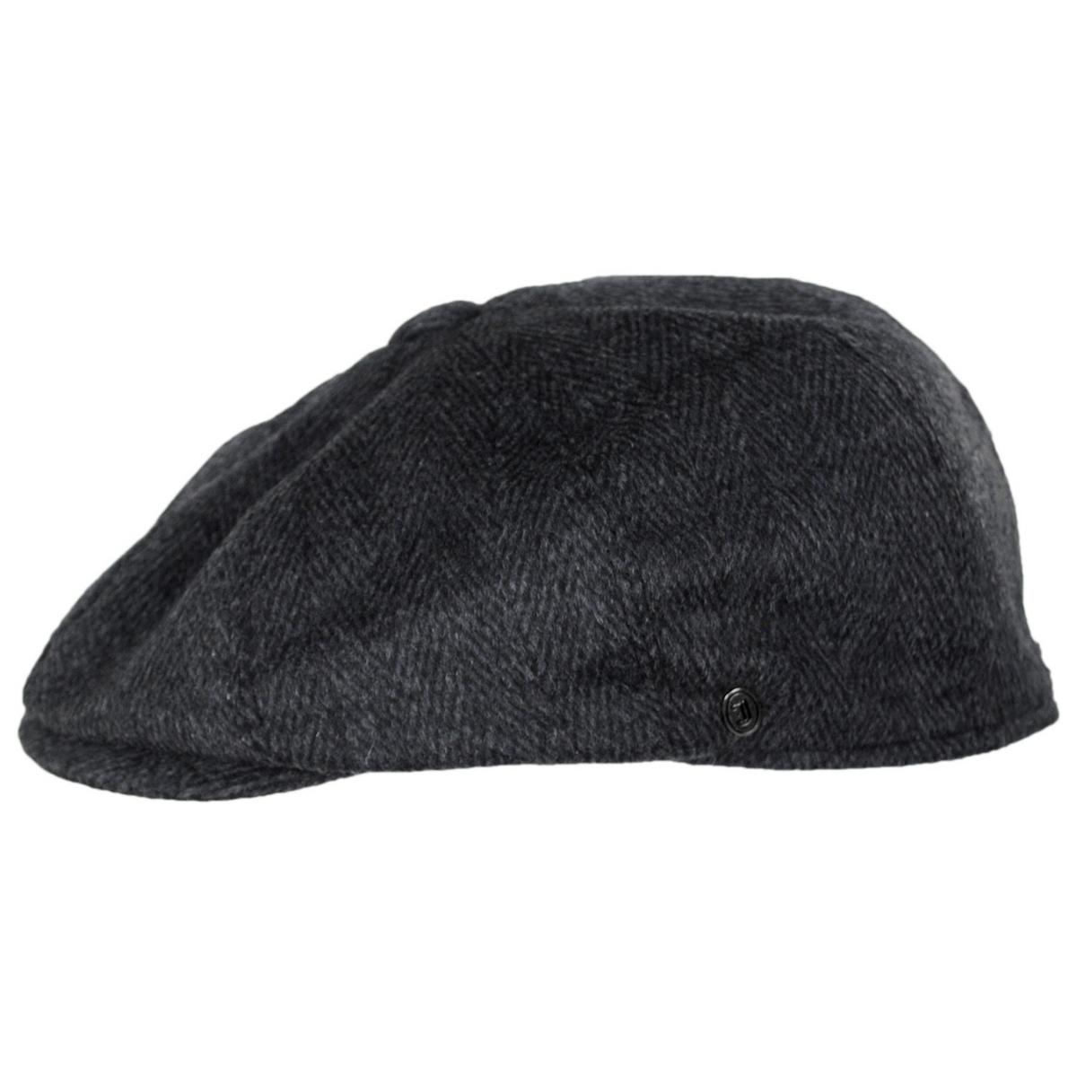 Jaxon Hats | Wholesale Large Herringbone Wool Blend Newsboy Cap B2B Pre-Pack | B2B167781 | profile | CHARCOAL