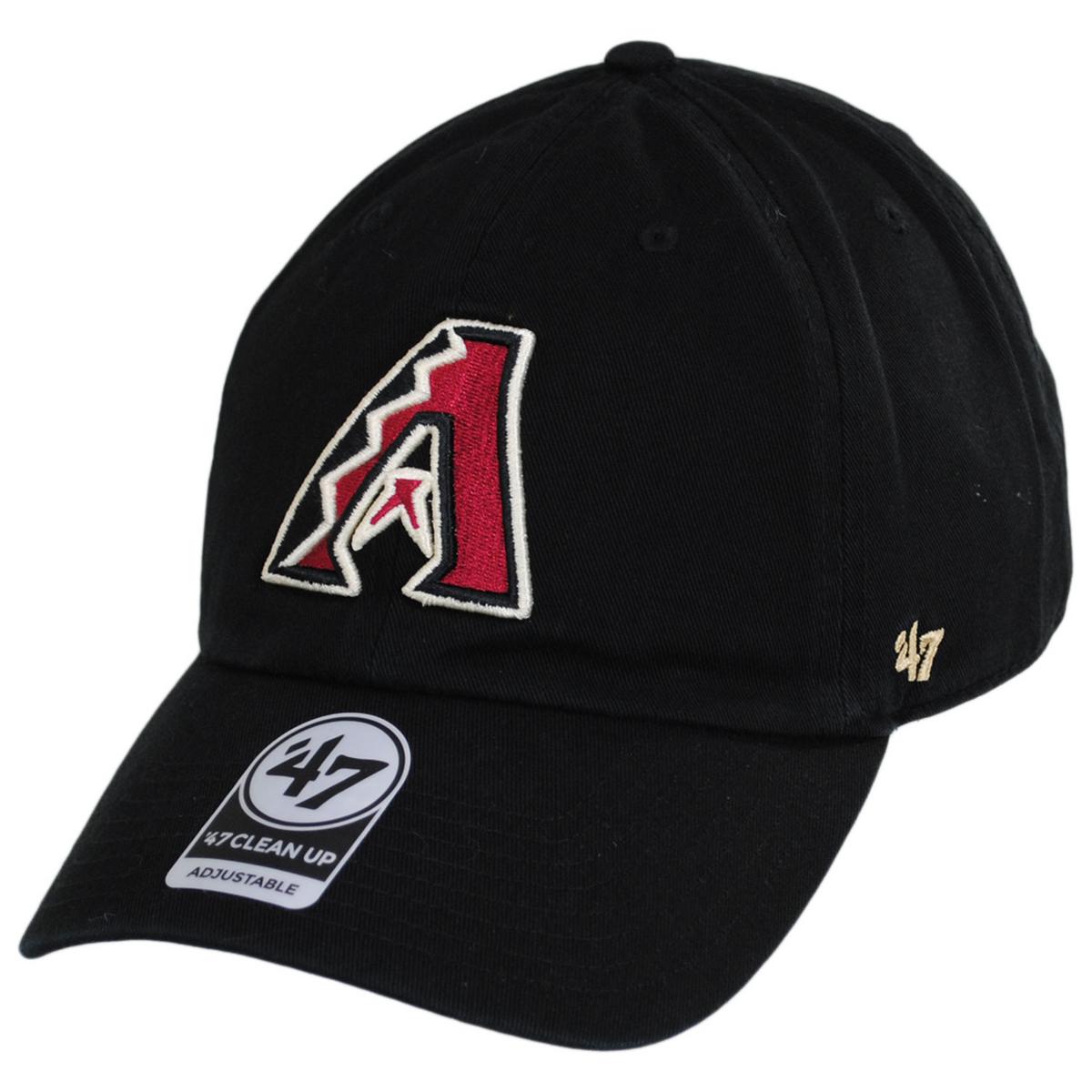 47 Brand | Arizona Diamondbacks MLB Clean Up Strapback Baseball Cap Dad Hat | 203091 | lead | BLACK/RED