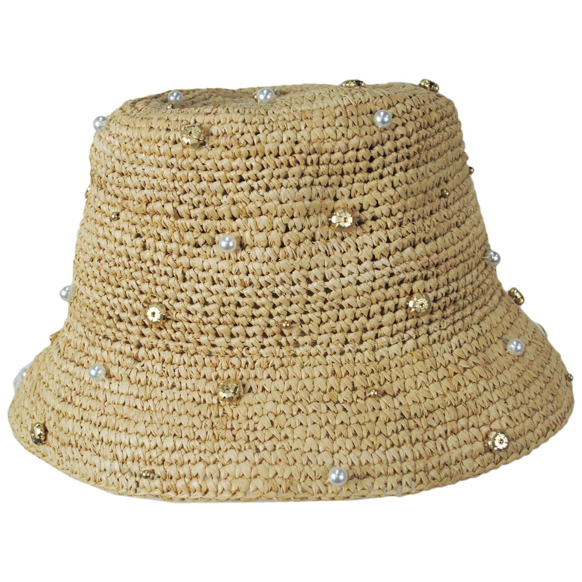 NIKKI BEACH | Pearle Raffia Straw Bucket Hat | 102656 | profile | NATURAL