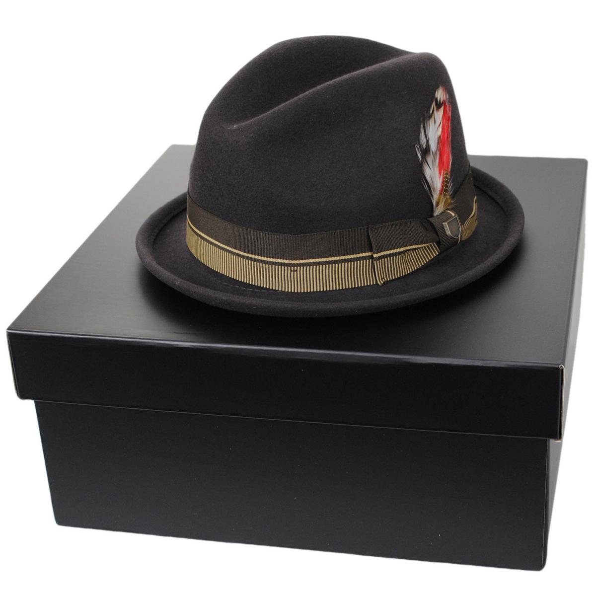 BRIXTON HATS | 20th Anniversary Gain Wool Felt Fedora Hat | 135608 | detailone | CHOCOLATE/GOLD