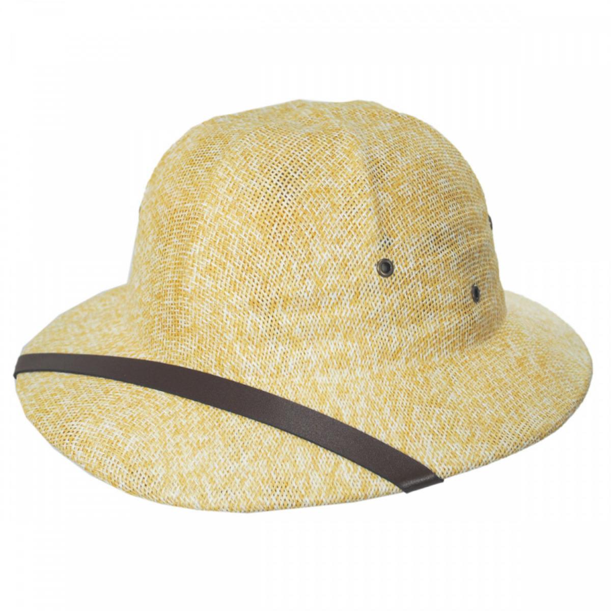Village Hat Shop | Toyo Straw Pith Helmet | 128800 | lead | TAN/WHITE