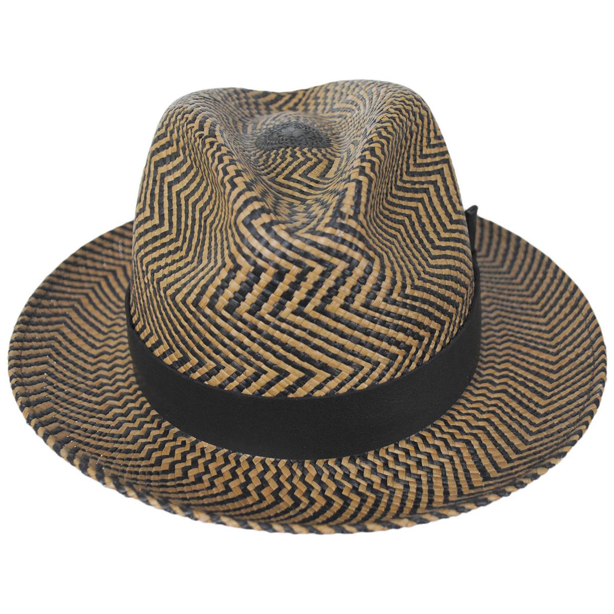 Bailey 1922 | Rene Two-Tone Panama Straw Fedora Hat | 127864 | front | GRIT/BLACK