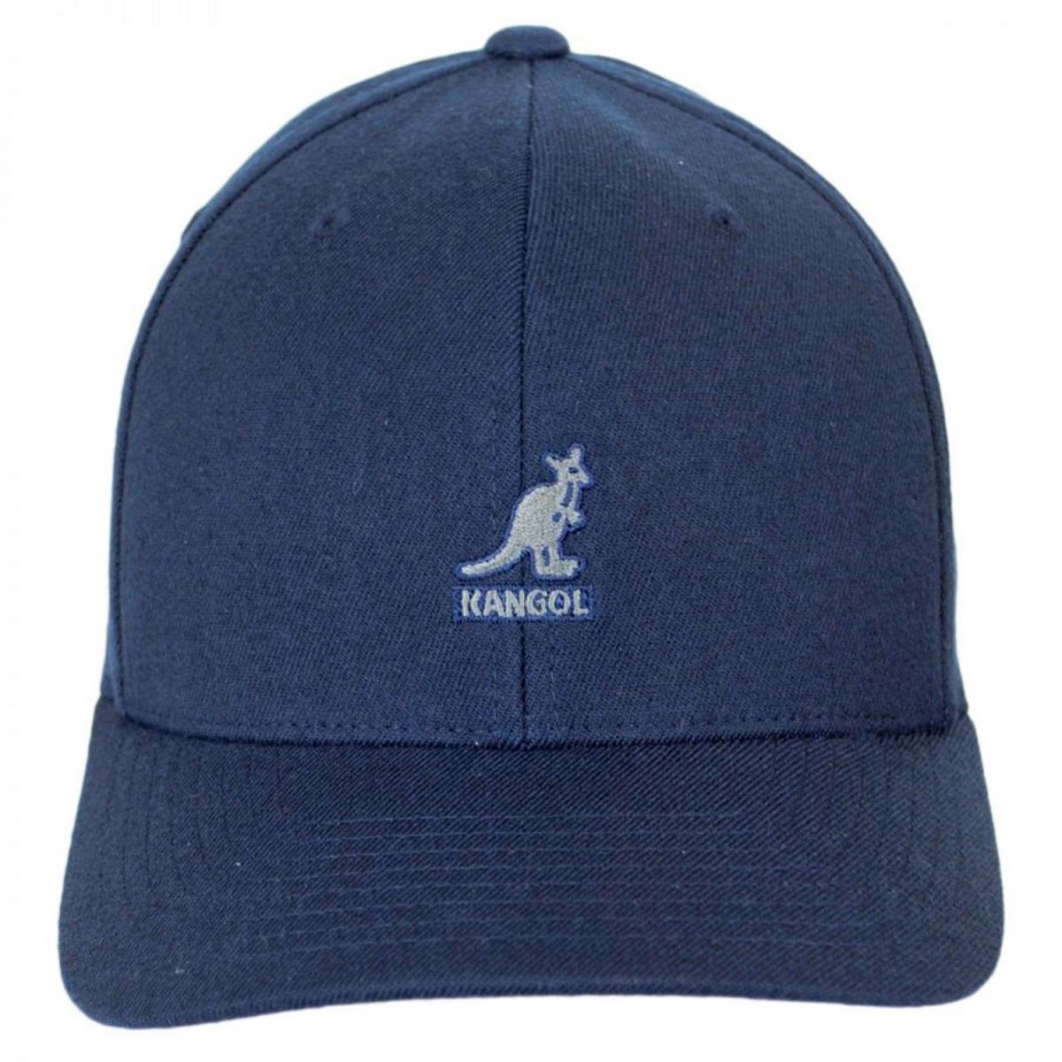 Kangol | Logo Wool Flexfit Fitted Baseball Cap | 201104 | front | DARK BLUE