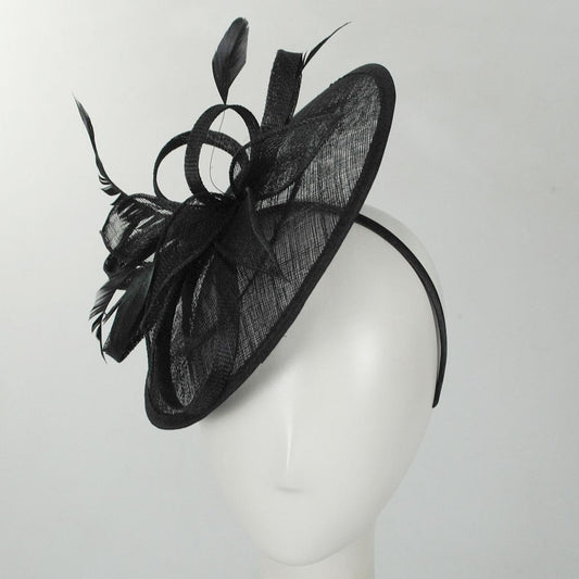 Jeanne Simmons | Anillo Sinamay Straw Fascinator Dress Hat | 120707 | front | BLACK