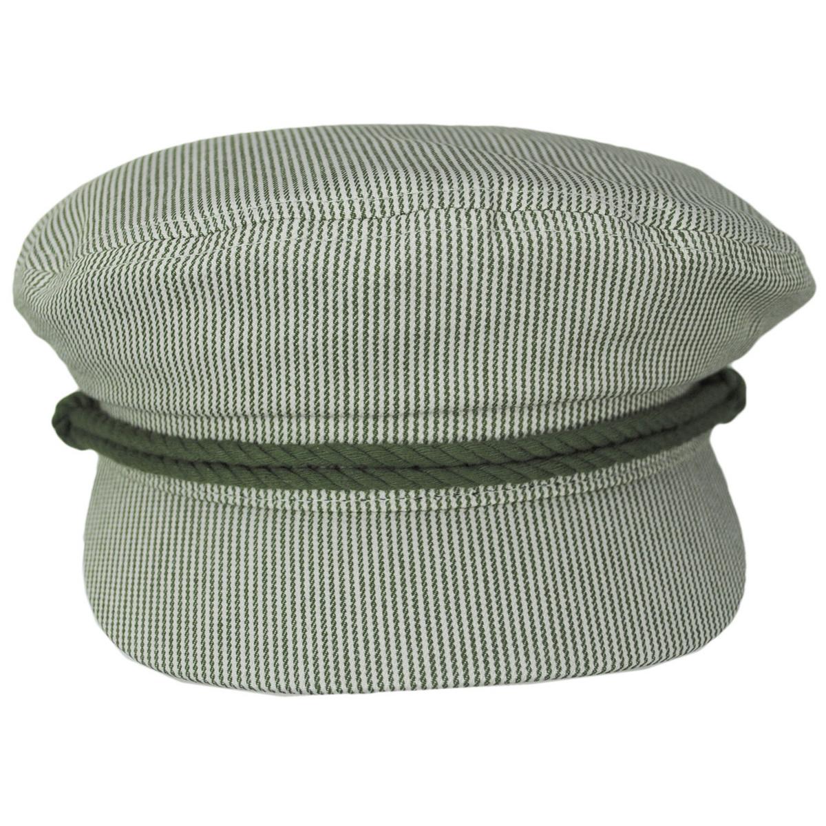 BRIXTON HATS | Striped Fiddler Cap | 181308 | front | SEA KELP/OAT MILK