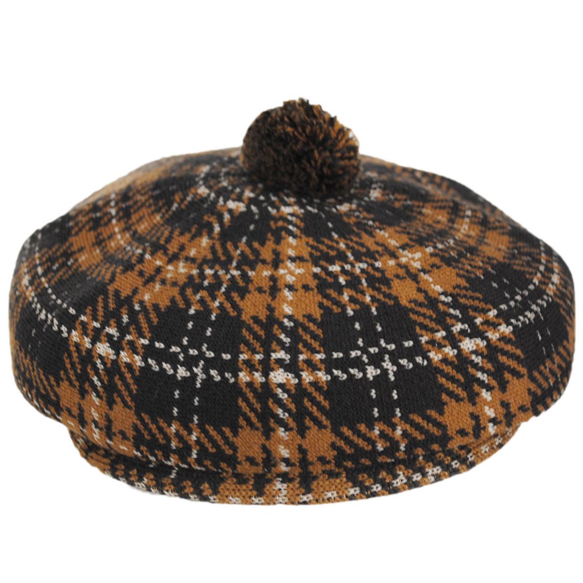 Kangol | New Heritage Pom-Pom Newsboy Cap | 160842 | front | ESPRESSO CHECK