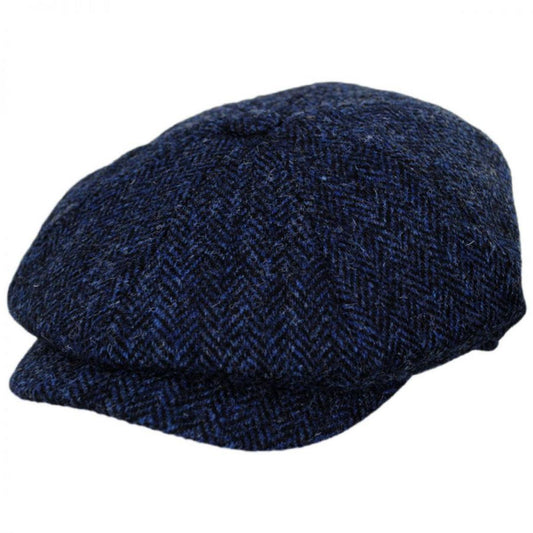 Jaxon & James | Skye Harris Tweed Wool Newsboy Cap | 170002 | lead | BLUE/BLACK