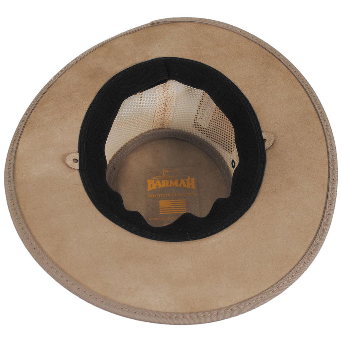 Barmah | Cooler Cattle Suede Leather Mesh Foldaway Drover Hat | 400901 | under | SAND