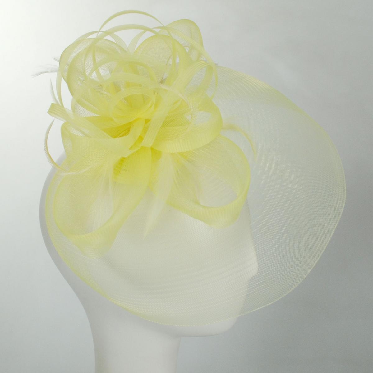 Kathy Jeanne | Firework Horsehair Mesh and Feather Fascinator Hat | 122411 | profile | YELLOW