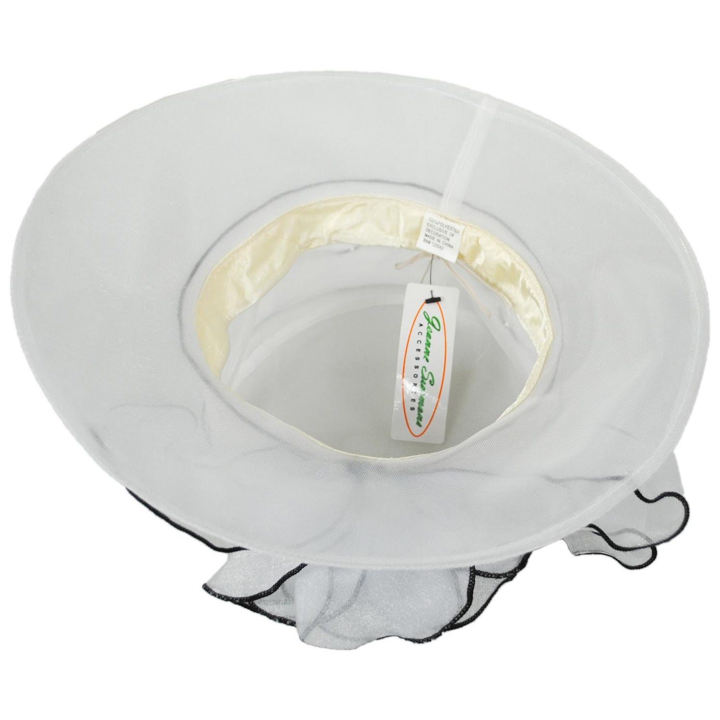 Jeanne Simmons | Organza Boater Dress Hat | 120729 | under | WHITE/BLACK