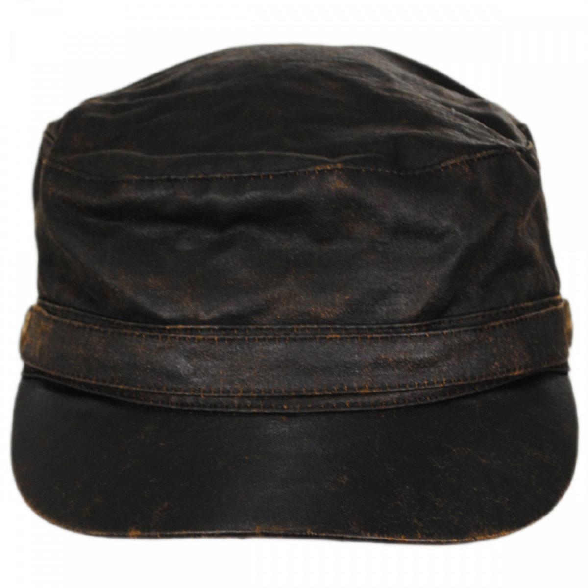 Jaxon Hats | Weathered Cotton Army Cadet Cap | 222301 | front | BROWN