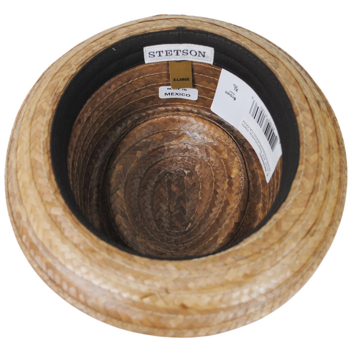 Stetson | Madrigal Coconut Straw Pork Pie Hat | 126923 | under | BROWN/BLUE