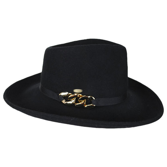Scala | Odette Chain Wool Felt Fedora Hat | 123501 | profile | BLACK/GOLD