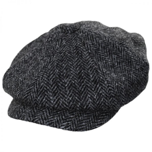Failsworth | Carloway Harris Tweed Wool Herringbone Newsboy Cap - Grey | 177902 | lead | GREY