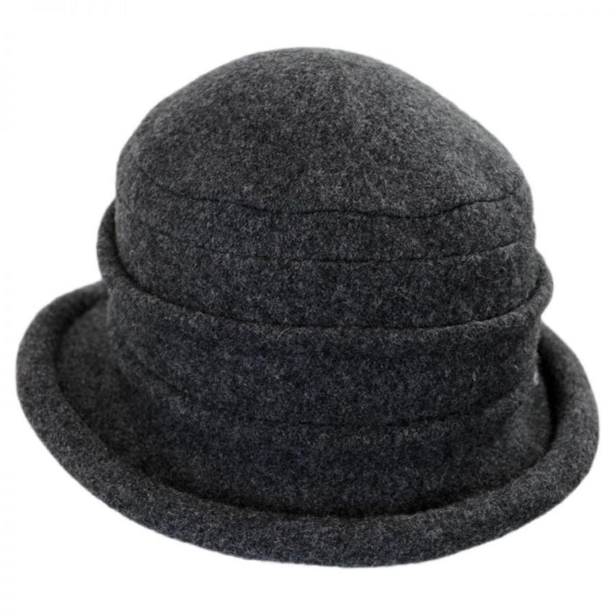 Scala | Packable Wool Cloche Hat | 106342 | lead | CHARCOAL