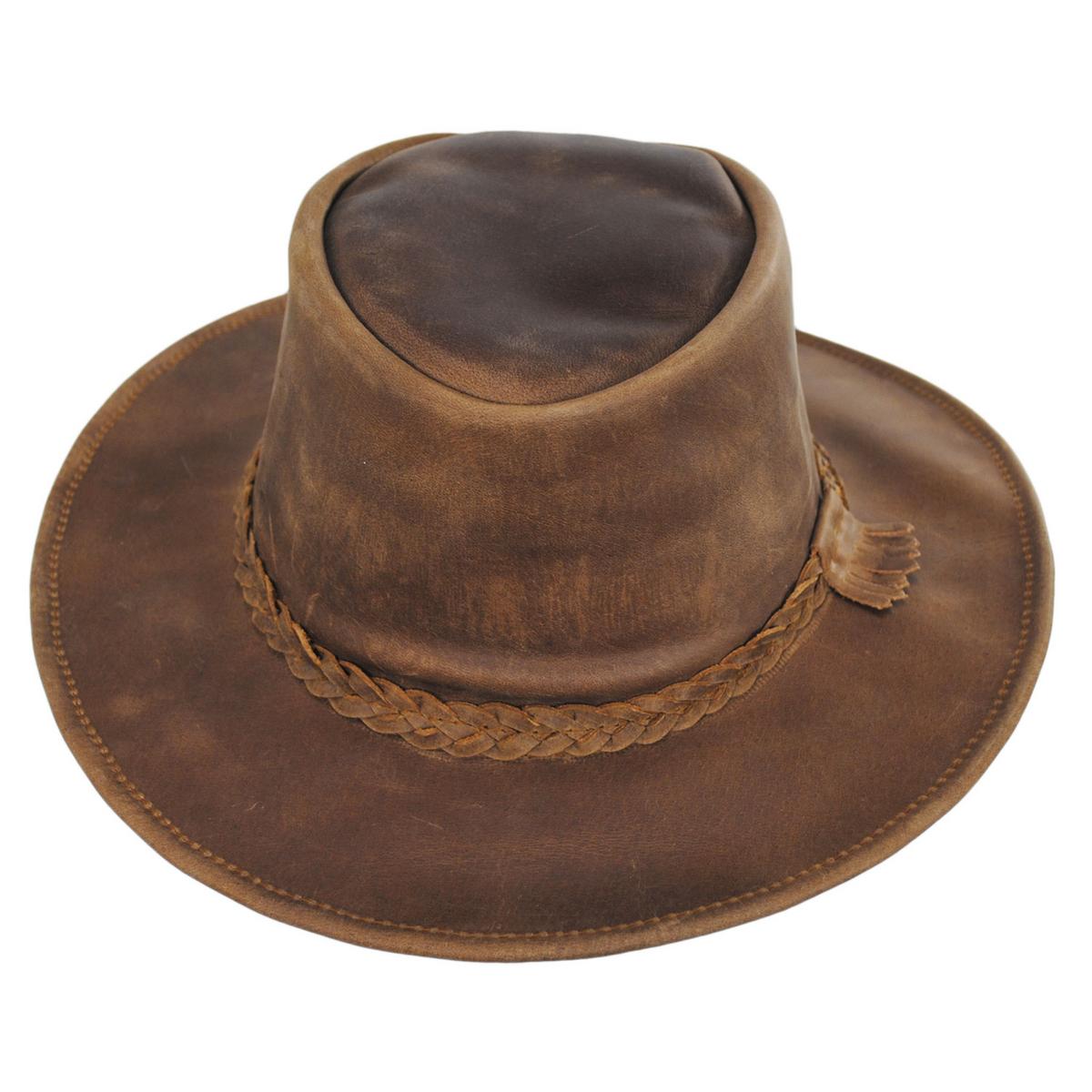Jaxon Hats | Wholesale Crusher Leather Outback Hat B2B Pre-Pack | B2B402100 | front | COPPER