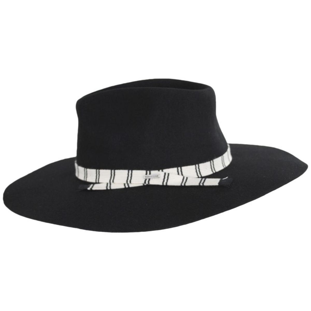 BRIXTON HATS | Leigh Wool Felt Wide Brim Fedora Hat | 123932 | profile | BLACK