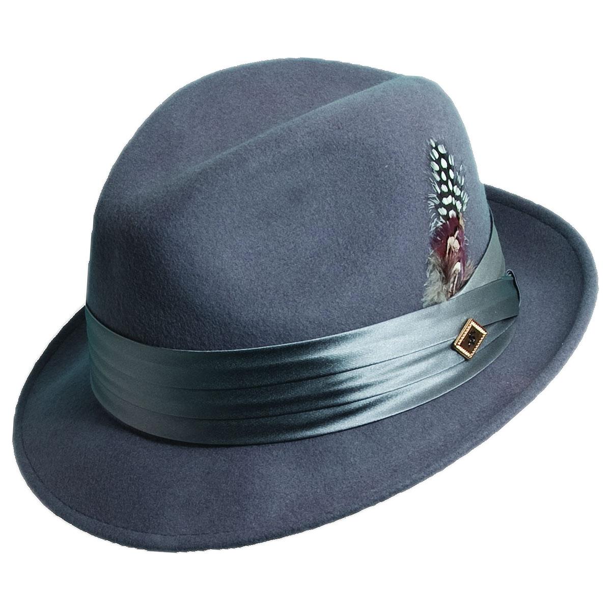 Stacy Adams | Crushable Wool Felt Fedora Hat | 130456 | lead | GREY