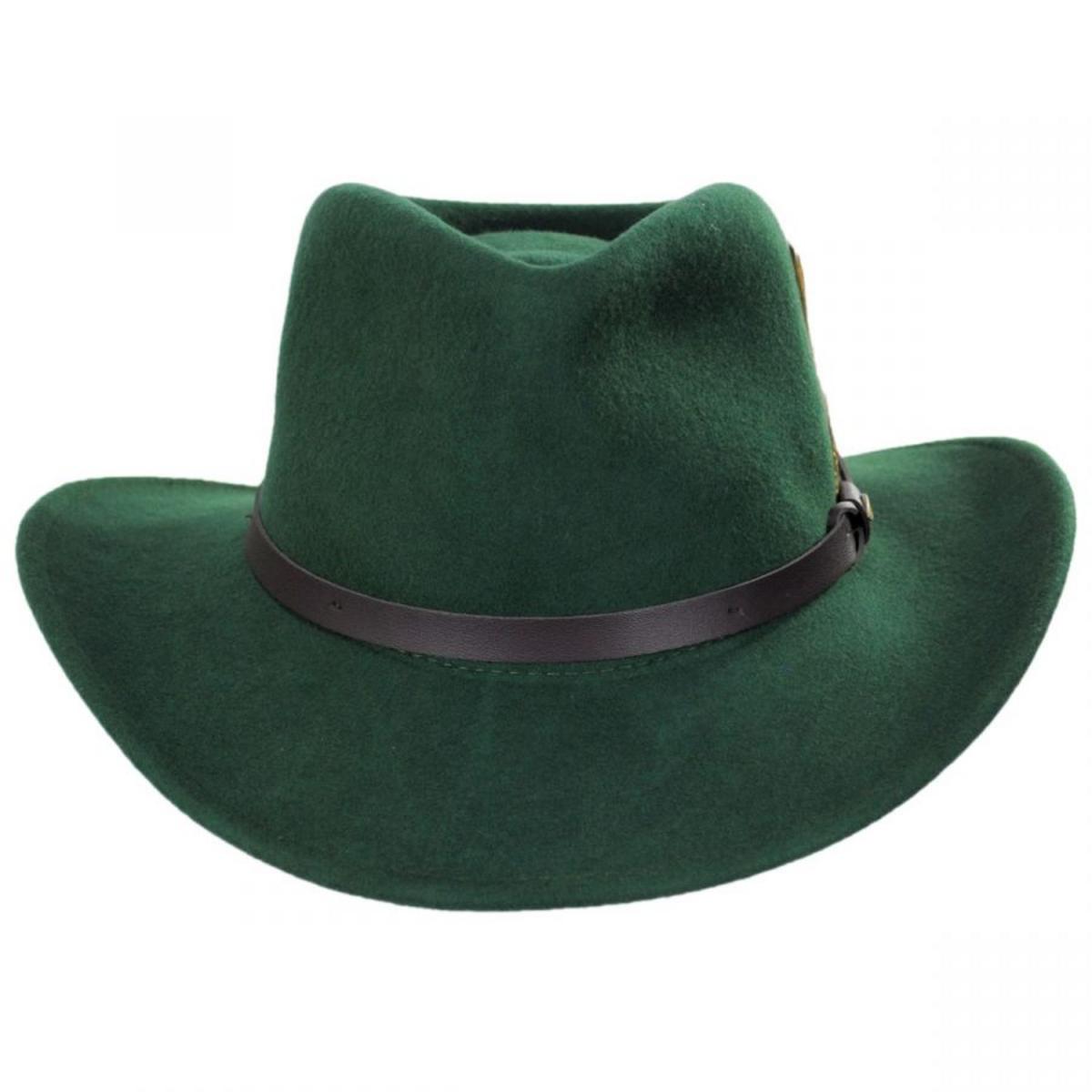 Scala | Dakota Wool Crushable Outback Hat | 130443 | front | PINE