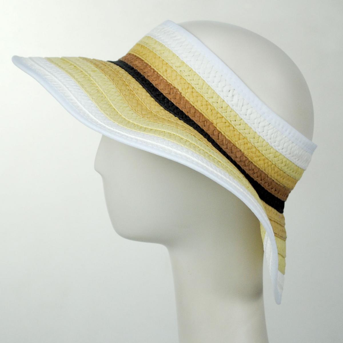 San Diego Hat Company | Multi Stripe Roll Up Toyo Straw Visor | 197301 | profile | NATURAL