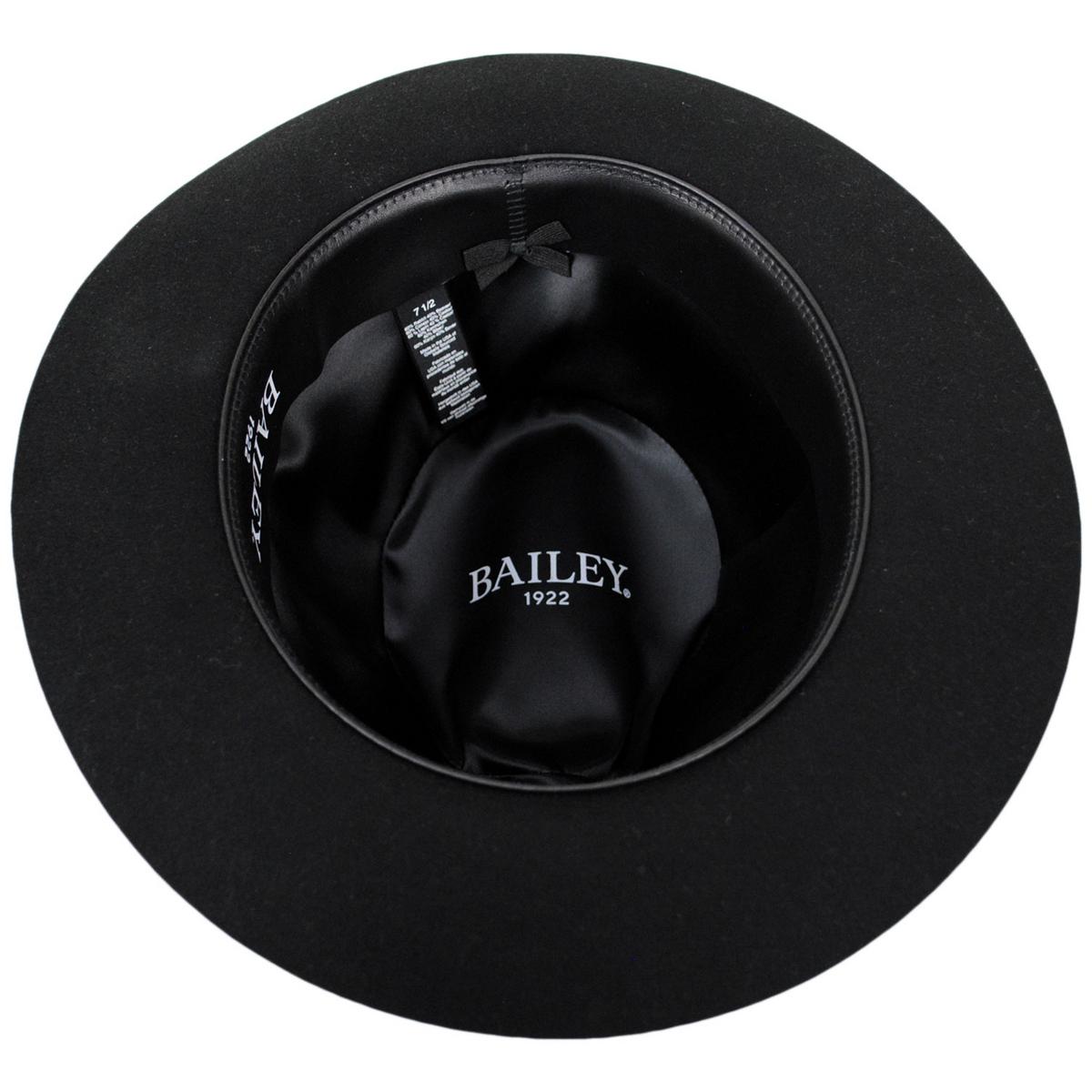 Bailey 1922 | Draper III Fur Felt Fedora Hat | 130082 | under | BLACK