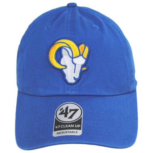 47 Brand | Los Angeles Rams NFL Clean Up Strapback Baseball Cap Dad Hat | 203582 | front | BLUE