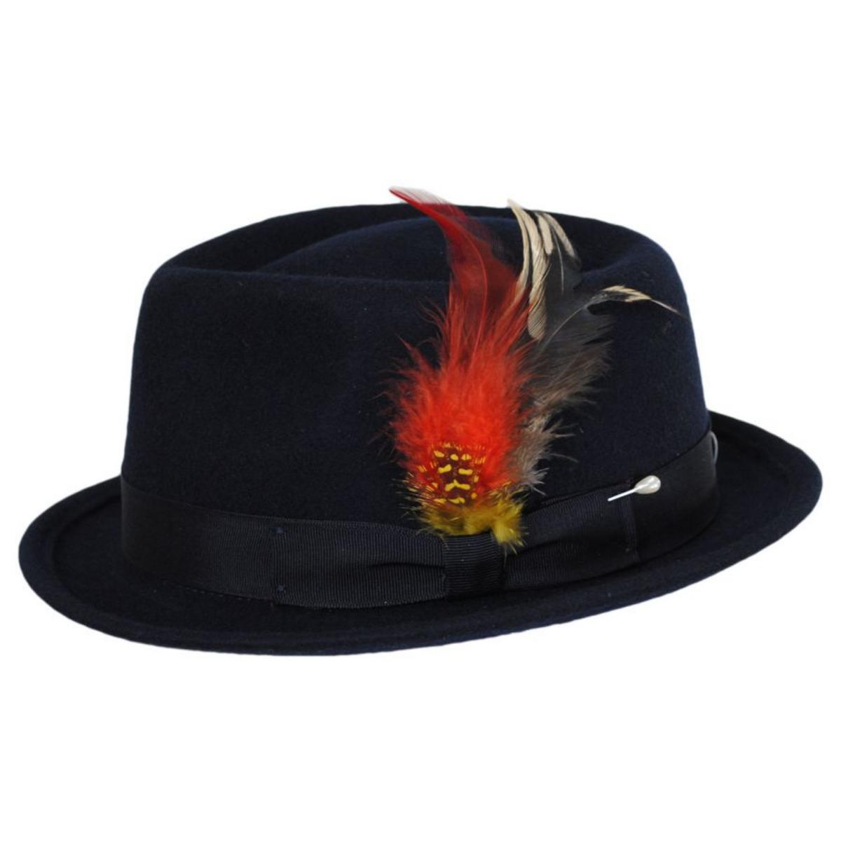 Capas Headwear | Kid's Wool Felt C-Crown Trilby Fedora Hat | 507402 | profile | NAVY BLUE