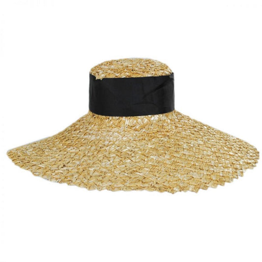 Jeanne Simmons | Chevron 6.5 Inch Brim Wheat Braid Lampshade Hat | 101735 | front | NATURAL