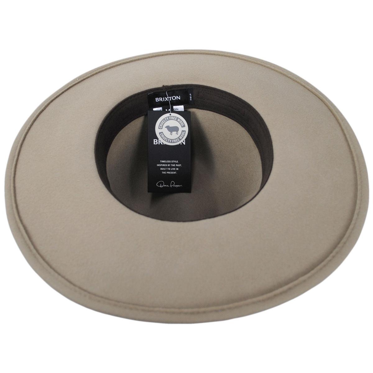 BRIXTON HATS | Field Proper Wool Felt Fedora Hat - Sand | 135647SND | under | SAND