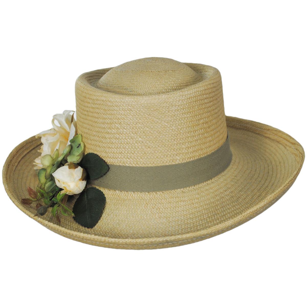 Toucan Collection | Rose Panama Straw Gambler Dress Hat - Made to Order | 121647 | front | NATURAL
