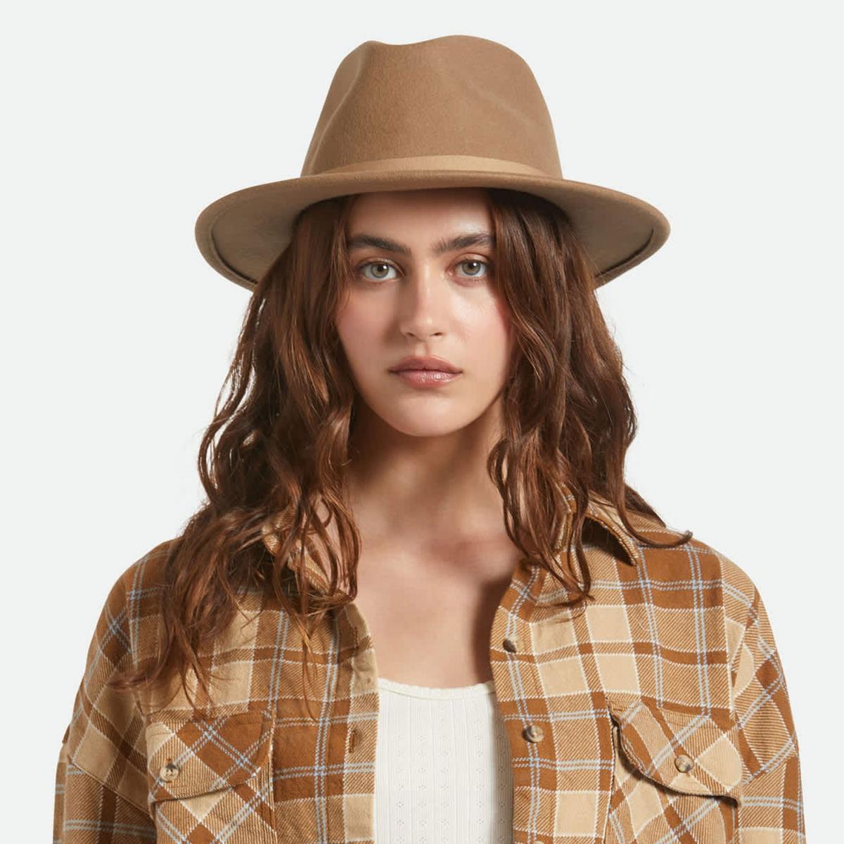 BRIXTON HATS | Messer Packable Wool Felt Fedora Hat - Khaki | 135639FW25 | lsftwo | KHAKI/KHAKI