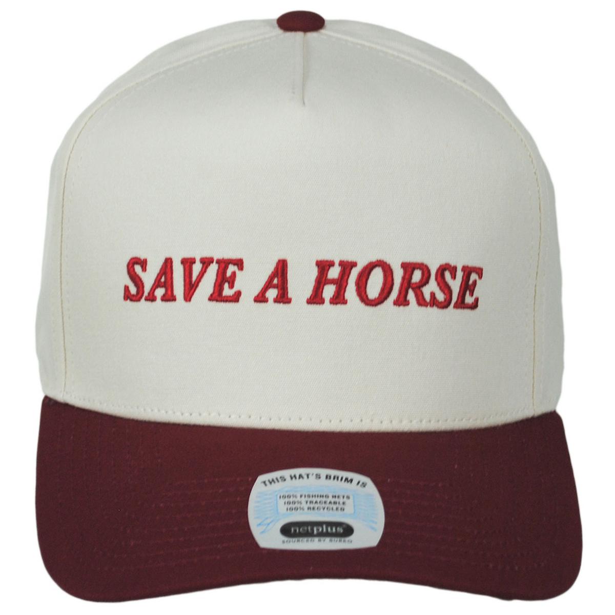 BRIXTON HATS | SAVE A HORSE MP Snapback Baseball Cap | 201852 | front | CRIMSON/OFF WHITE