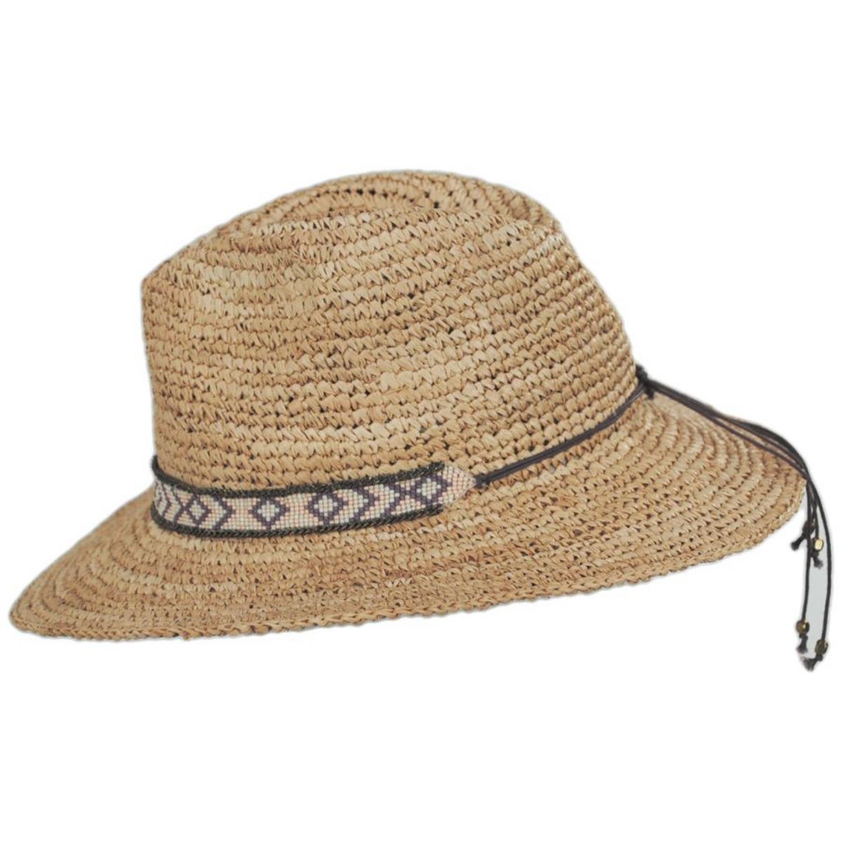 NIKKI BEACH | Hailey Raffia Crochet Straw Fedora Hat | 102686 | profile | NATURAL