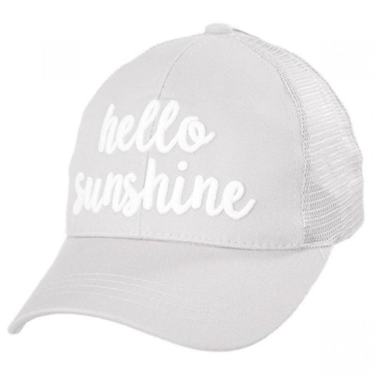 C.C PonyCaps | High Ponytail Hello Sunshine Mesh Adjustable Baseball Cap | 223106 | lead | WHITE
