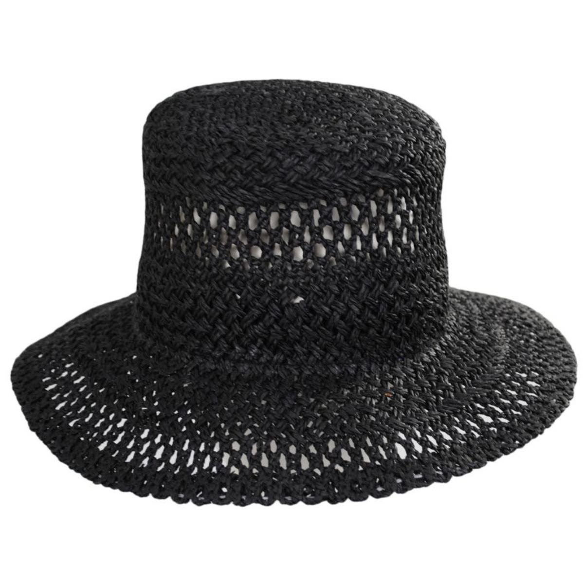 San Diego Hat Company | In The Clouds Toyo Straw Bucket Hat | 103674 | front | BLACK