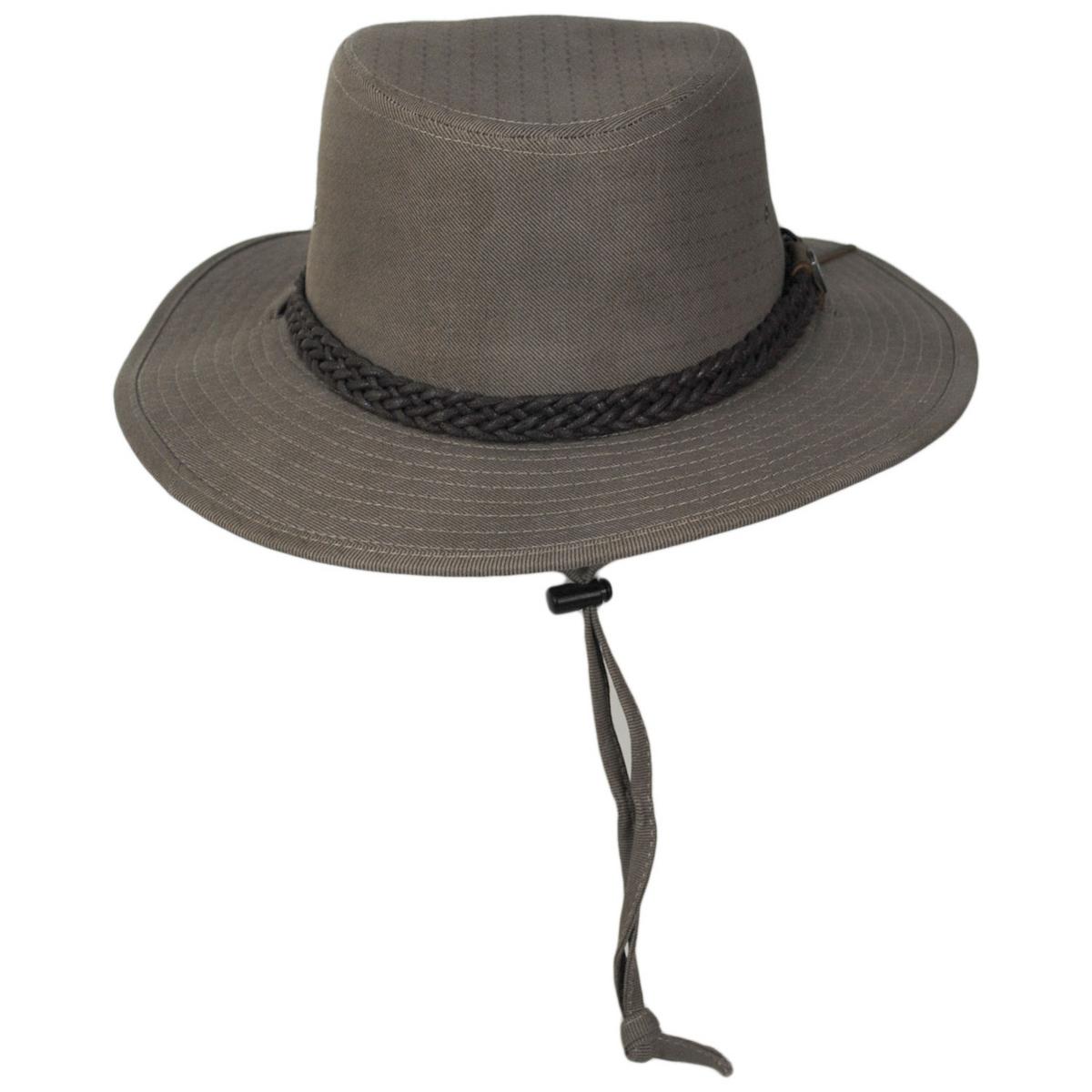 Dorfman Pacific | Down Under Twill Aussie Hat | 400198 | front | TAN