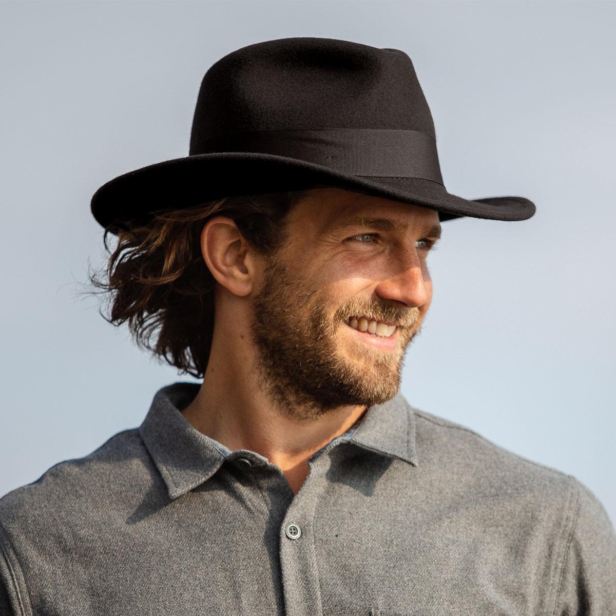 Jaxon Hats | Ford Crushable Wool Felt Fedora Hat | 135004 | lsmone | BLACK