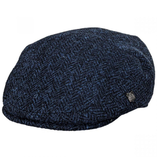 Failsworth | Harris Tweed Herringbone Wool Ivy Cap | 177914 | lead | BLUE
