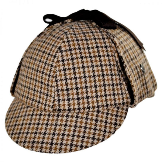 Jaxon Hats | Sherlock Holmes Houndstooth Wool Blend Hat | 192395 | lead | BROWN