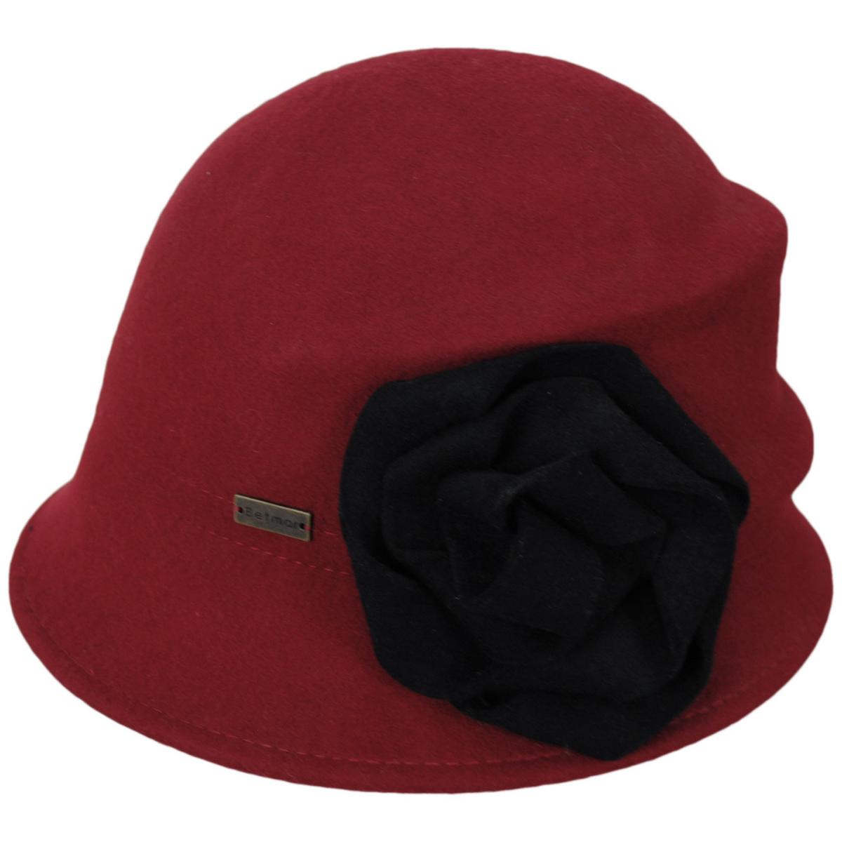 Betmar | Alexandrite Wool Felt Cloche Hat | 123129 | profile | SCARLET/BLACK