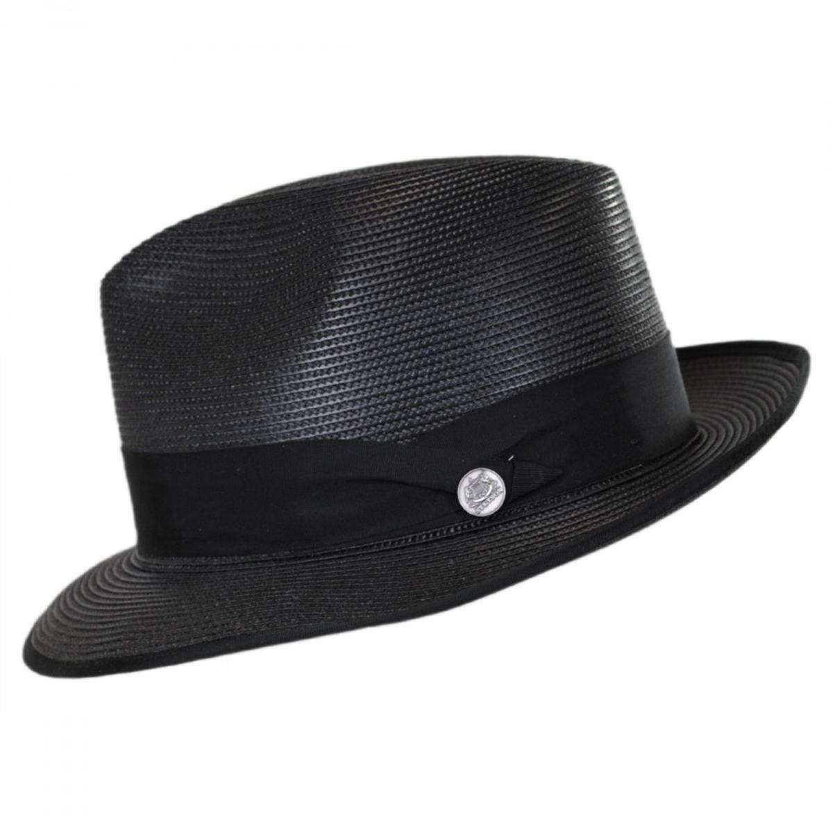 Stetson | Latte Florentine Milan Straw Fedora Hat | 126959 | profile | BLACK