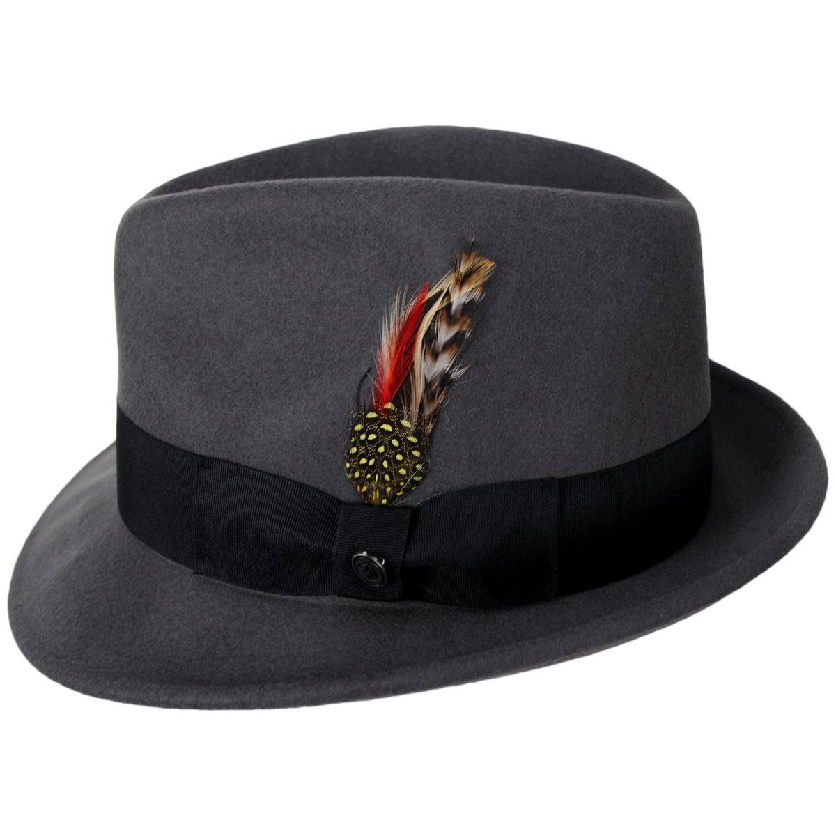 Jaxon Hats | Blues Crushable Wool Felt Trilby Fedora Hat | 132020 | profile | GREY
