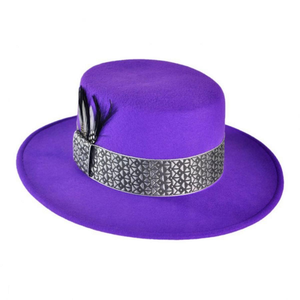 Bollman Hat Company | Heritage Collection 1980s Uptown Girl Wool Felt Boater Hat | 123295 | lead | PURPLE