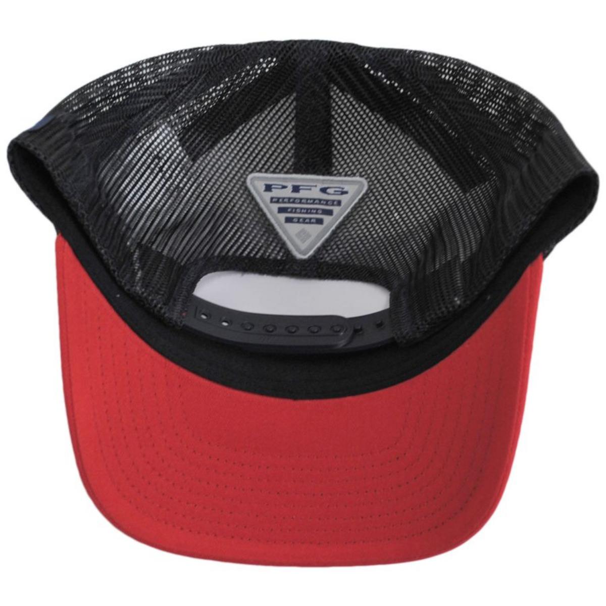 Columbia Sportswear | PFG Fish Flag Mesh Snapback Baseball Cap | 400151 | under | WHITE/COLLEGIATE NAVY/RED SPARK