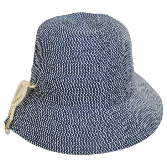 Cappelli | Edwina Toyo Straw Bucket Hat | 101280 | front | NAVY