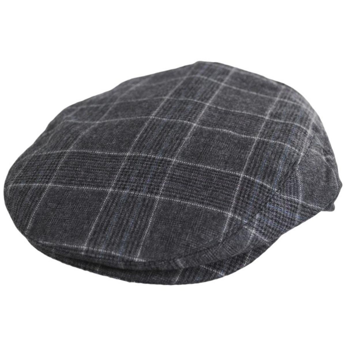 Baskerville Hat Company | Aldwych Wool Glenplaid Ivy Cap | 167668 | lead | CHARCOAL