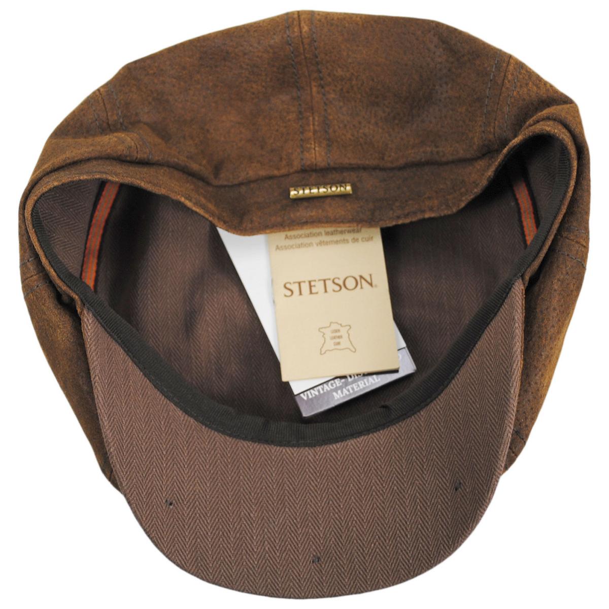 Stetson | Pigskin Leather Newsboy Cap | 160278 | under | BROWN